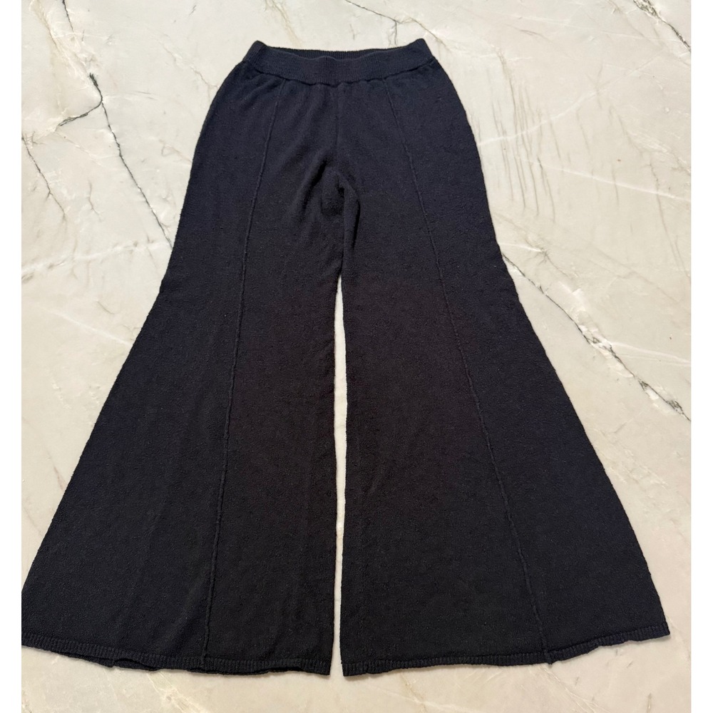 Free People Free-est May Sweater Pants Knit Faded Black Wide Leg High Rise XS